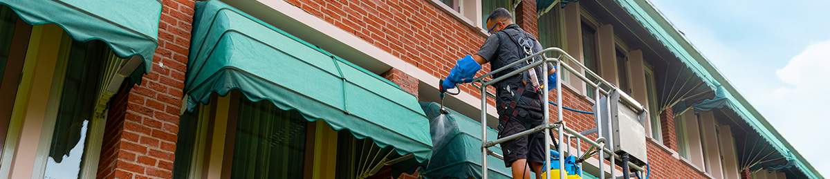 Friss voor Zonwering reiniging van vervuilde markies markiezen schoonmaken water